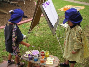 Jade and Elliott exploring color.