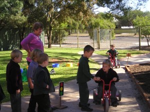 Having a go on the trike path.