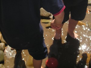 paddling in the creek bed